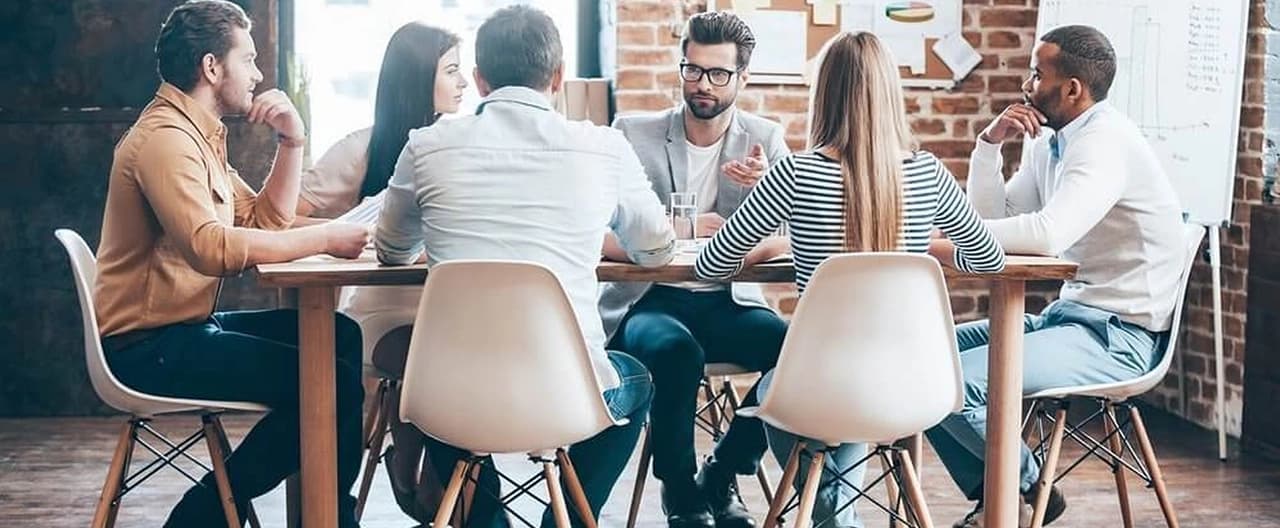 Team working in background